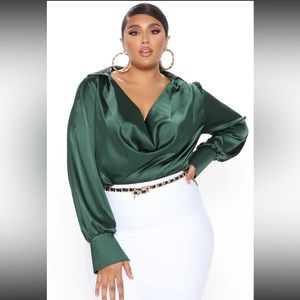 Fashion Nova Touch by touch satin top - Hunter